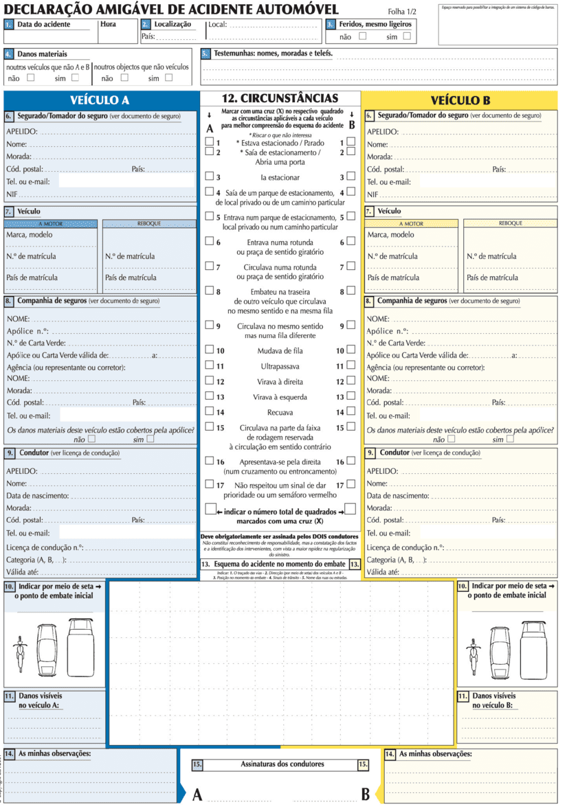 Comment remplir un constat amiable au Portugal ? 42 comment remplir un constat amiable au portugal